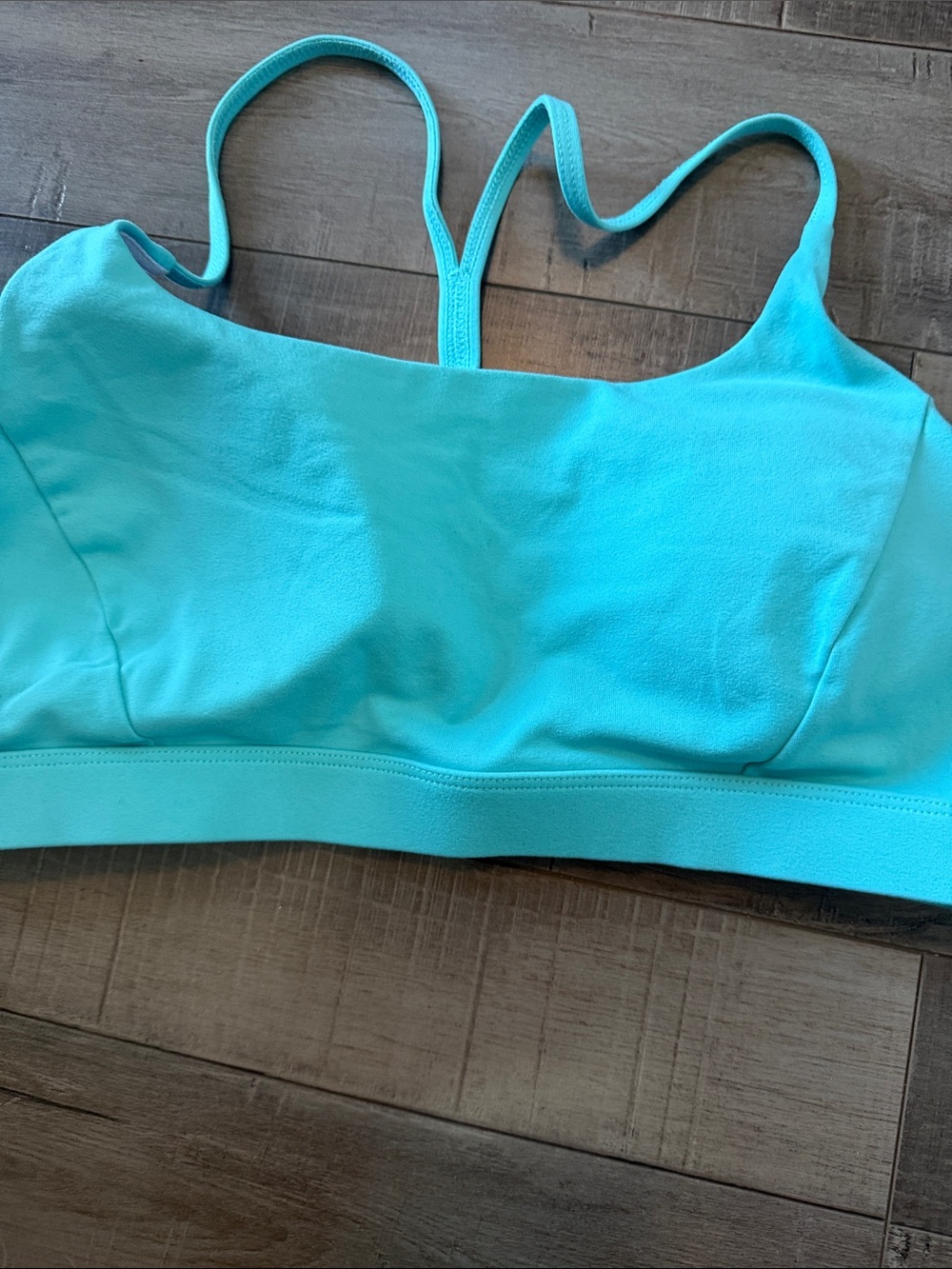 Light Support Double-Strap Sports Bra - Aqua & Black - Picture 3 of 6